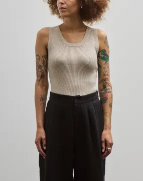 7115 Linen Scoop Neck Tank, Sand Beige