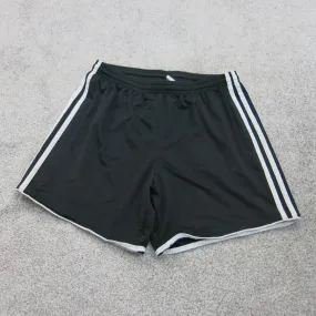 Adidas Womens Athletic Running Shorts Mid Rise 3 Striped Black Size Medium
