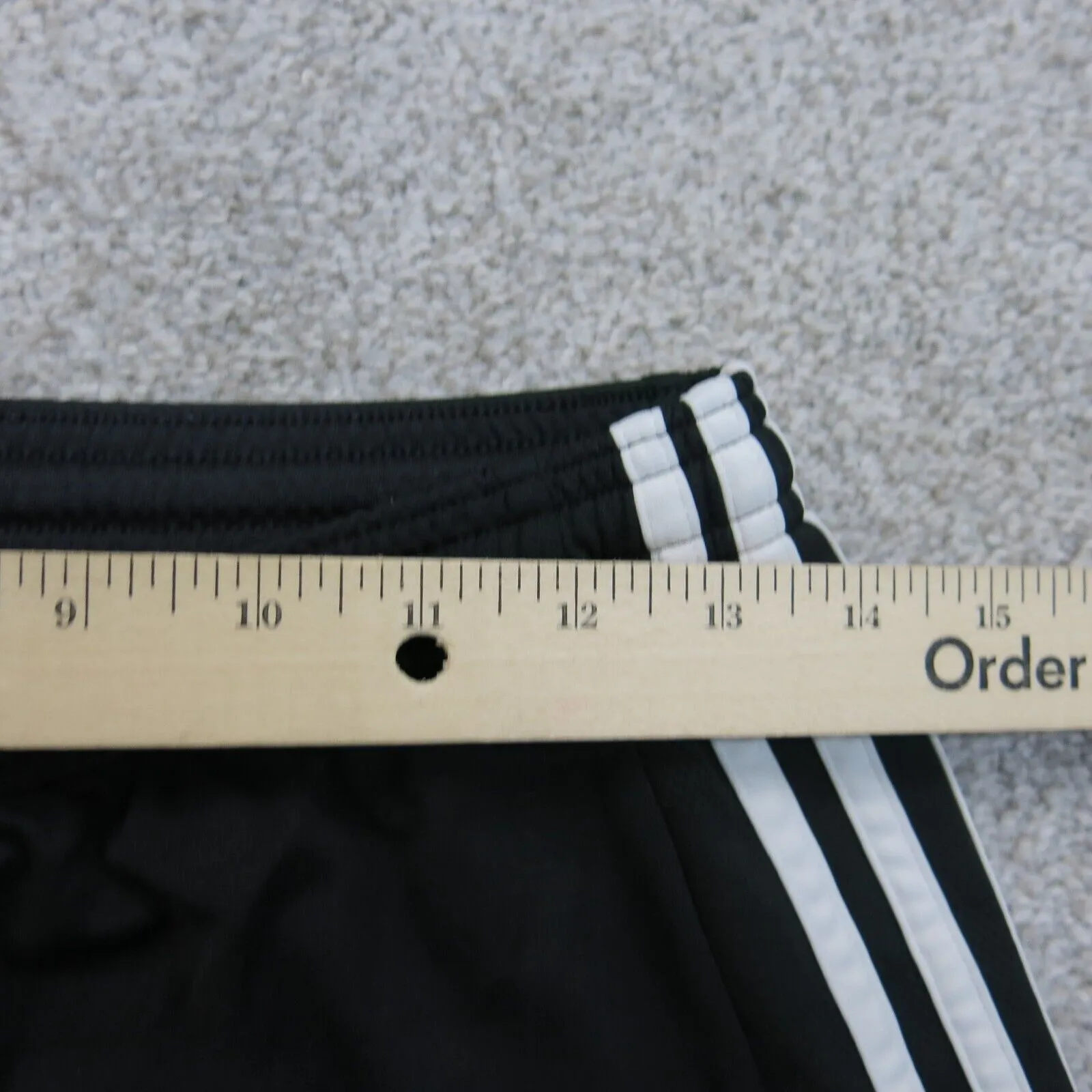 Adidas Womens Athletic Running Shorts Mid Rise 3 Striped Black Size Medium