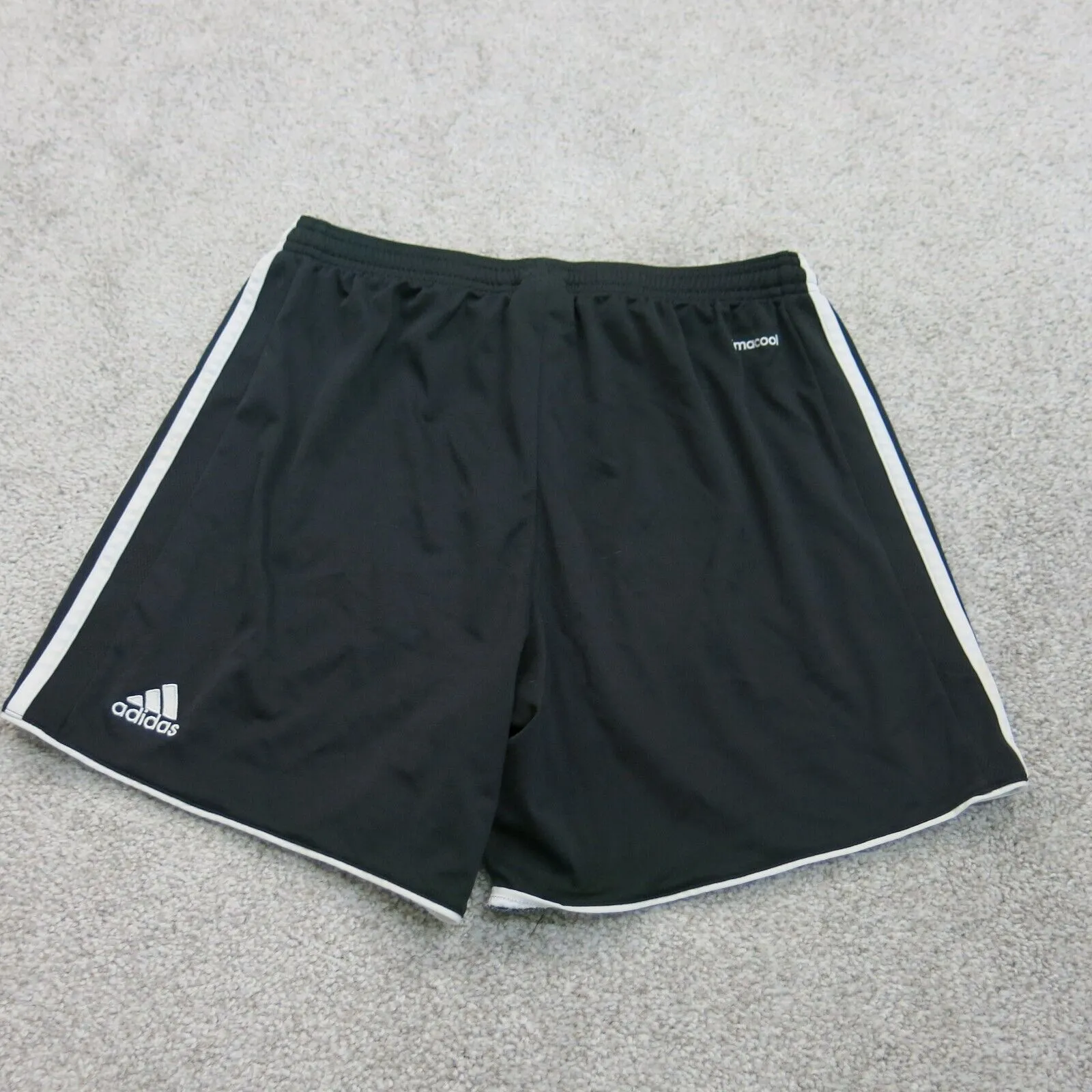 Adidas Womens Athletic Running Shorts Mid Rise 3 Striped Black Size Medium