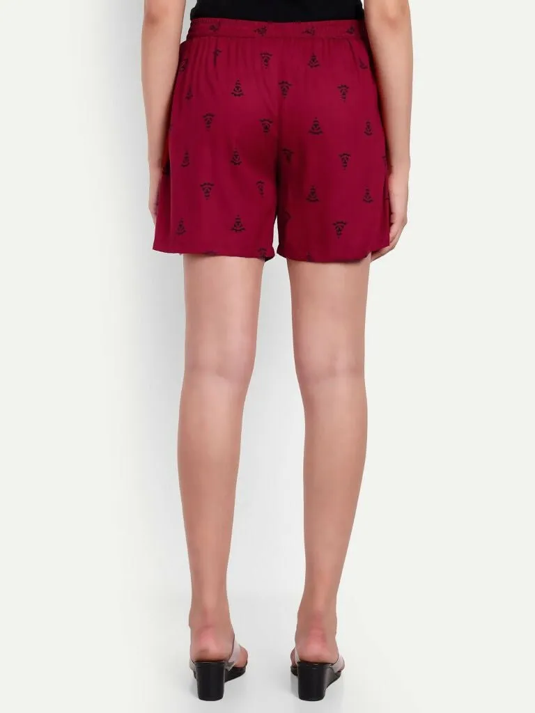 Alvano Beautiful Printed Maroon, Green Bermuda Shorts, Night Shorts, Regular Shorts, Boxer Shorts, Beach Shorts, Basic Shorts