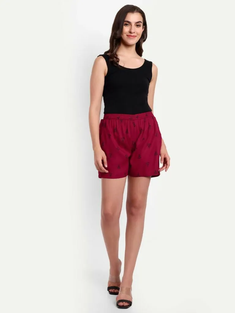 Alvano Beautiful Printed Maroon, Green Bermuda Shorts, Night Shorts, Regular Shorts, Boxer Shorts, Beach Shorts, Basic Shorts