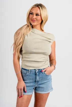 Asymmetrical sweater tank top sage