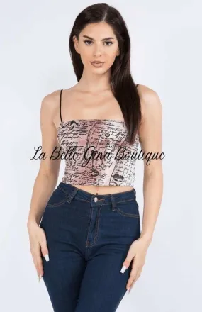 AVY sleeveless alchemy printed crop top.