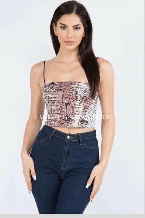 AVY sleeveless alchemy printed crop top.