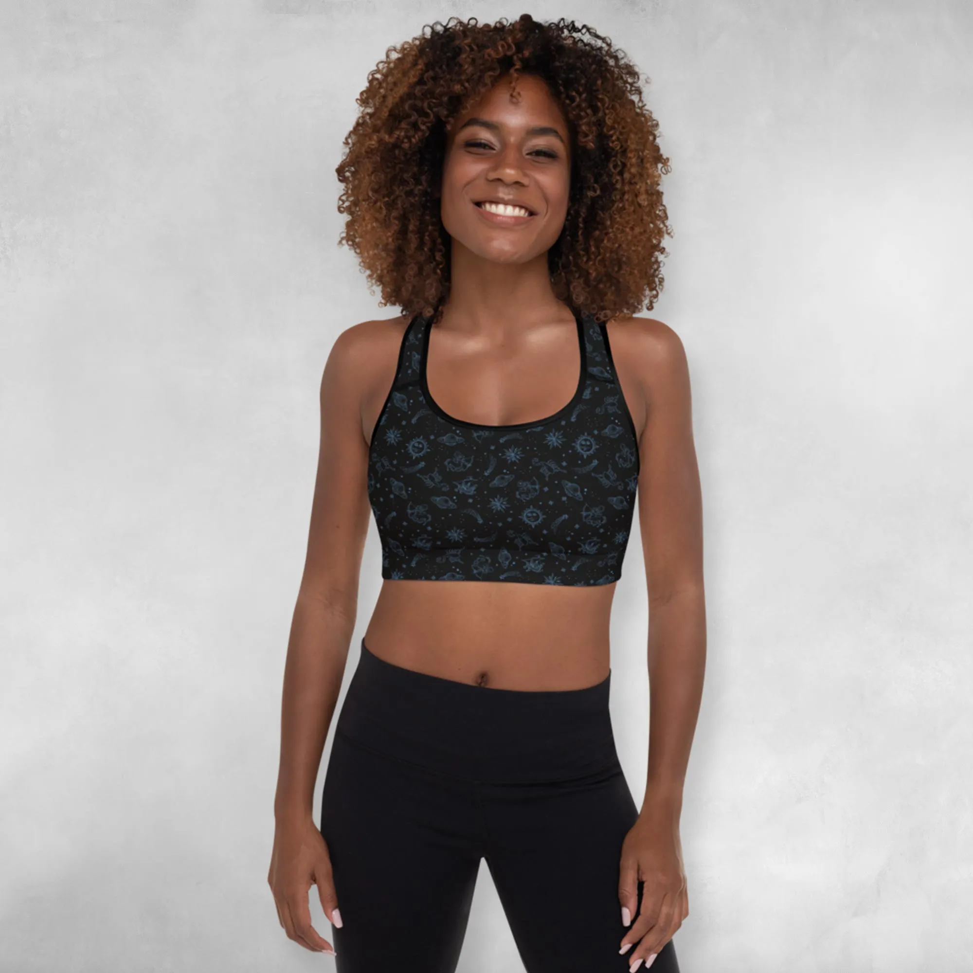 Celestial Black- Padded Sports Bra