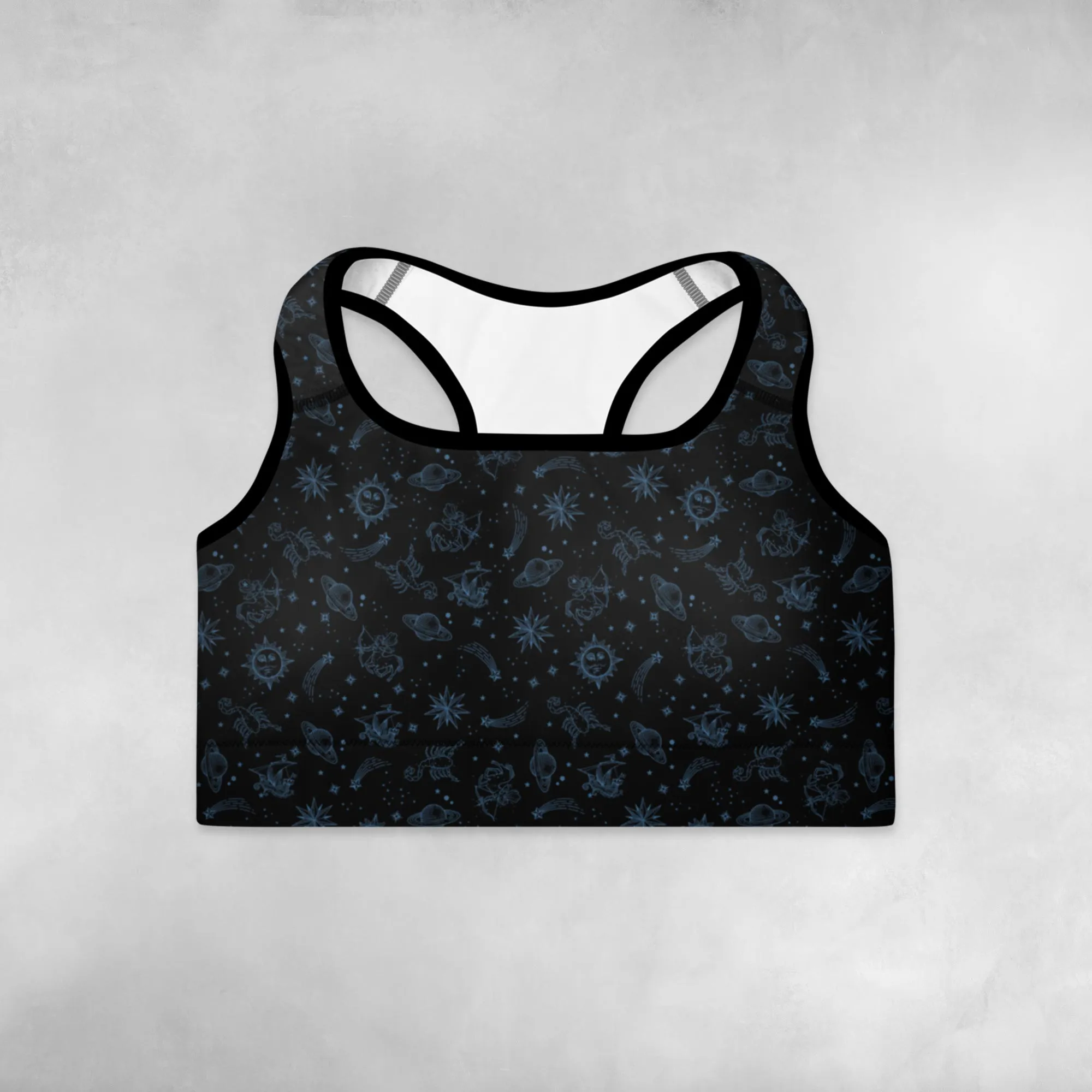 Celestial Black- Padded Sports Bra