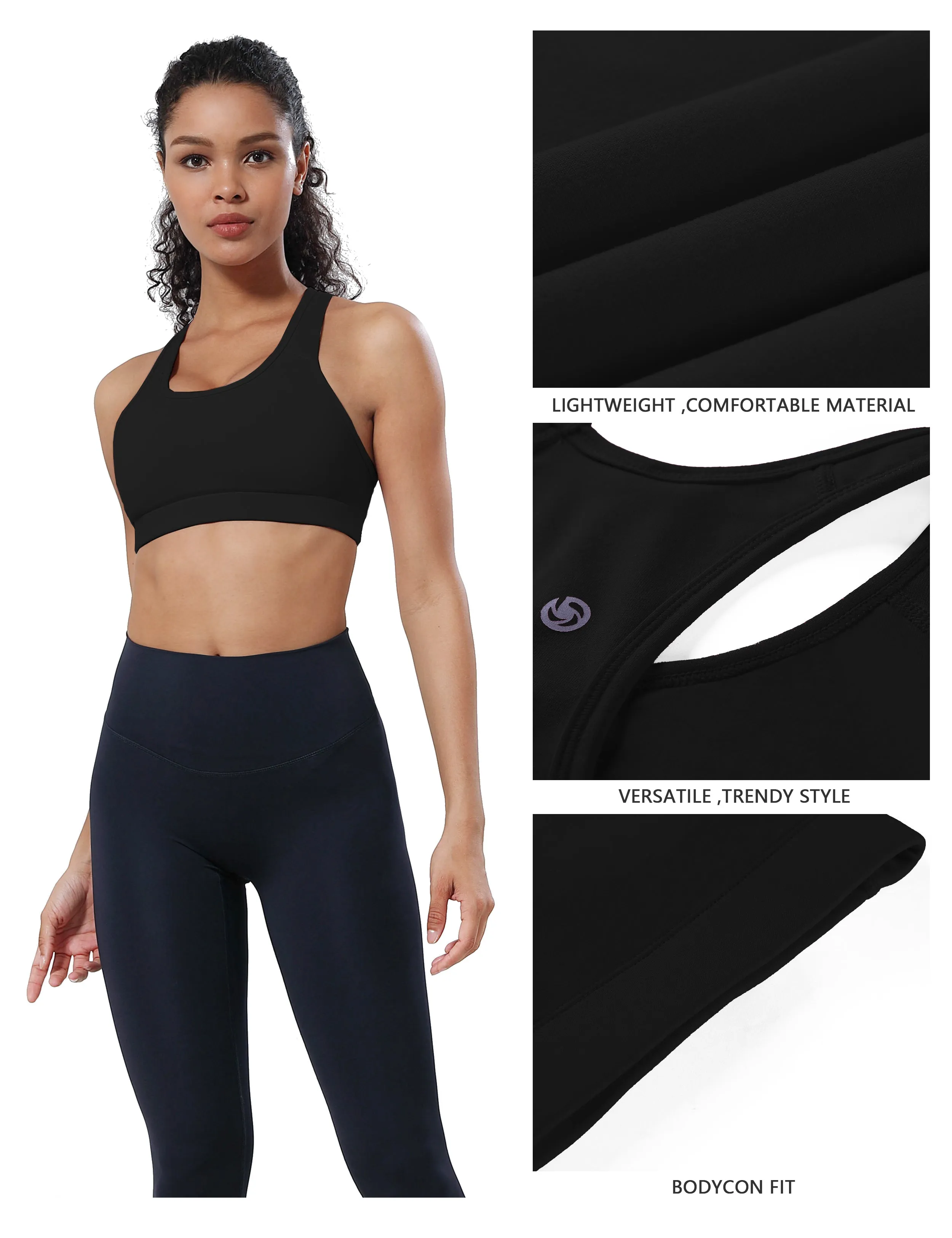 Compression Racerback Sports Bras black ins_Plus Size