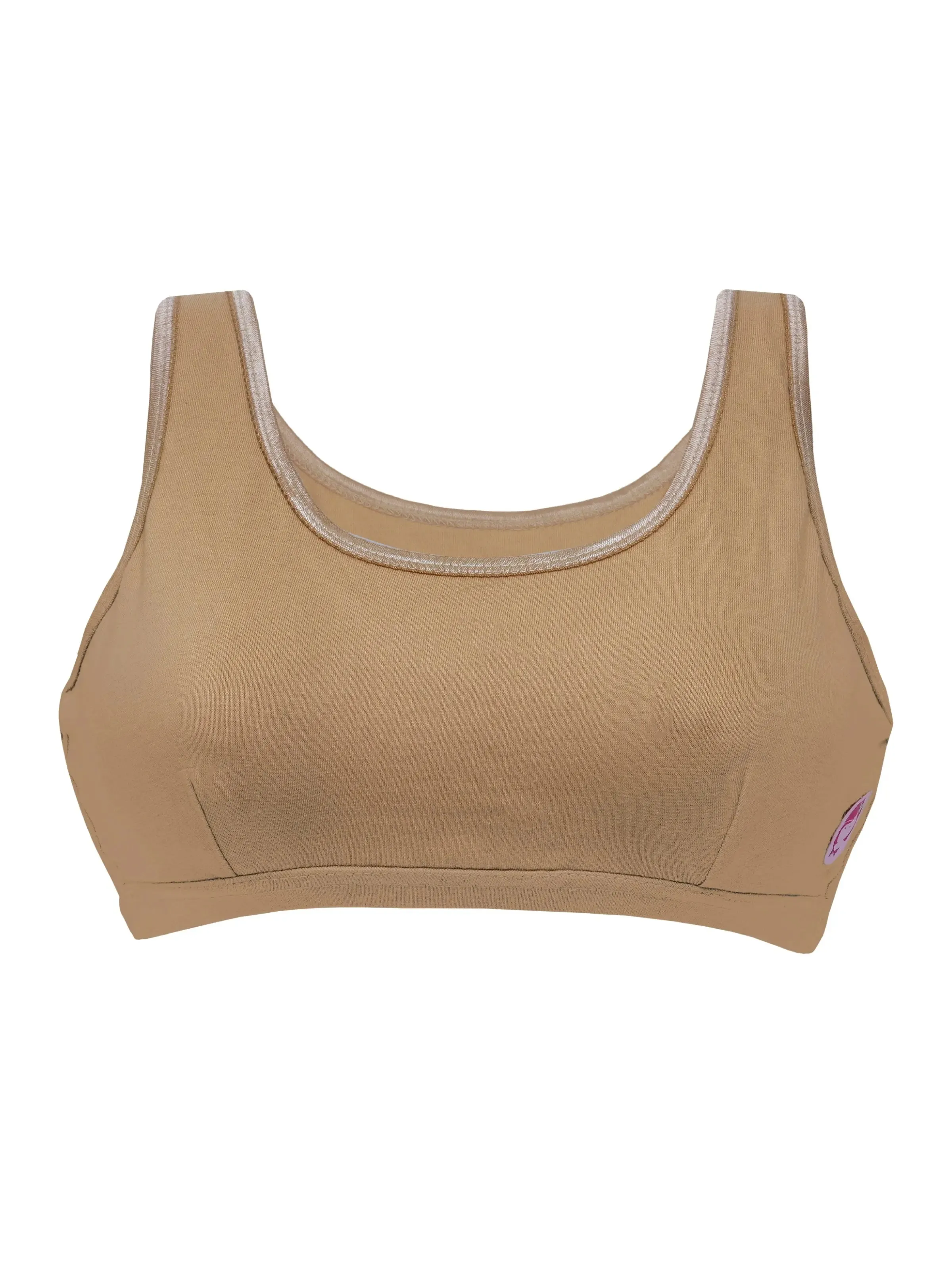 Cotton Yoga Bra | Double-Layer Broad Strap | Non-Padded Beginner Bra | Solid Bras
