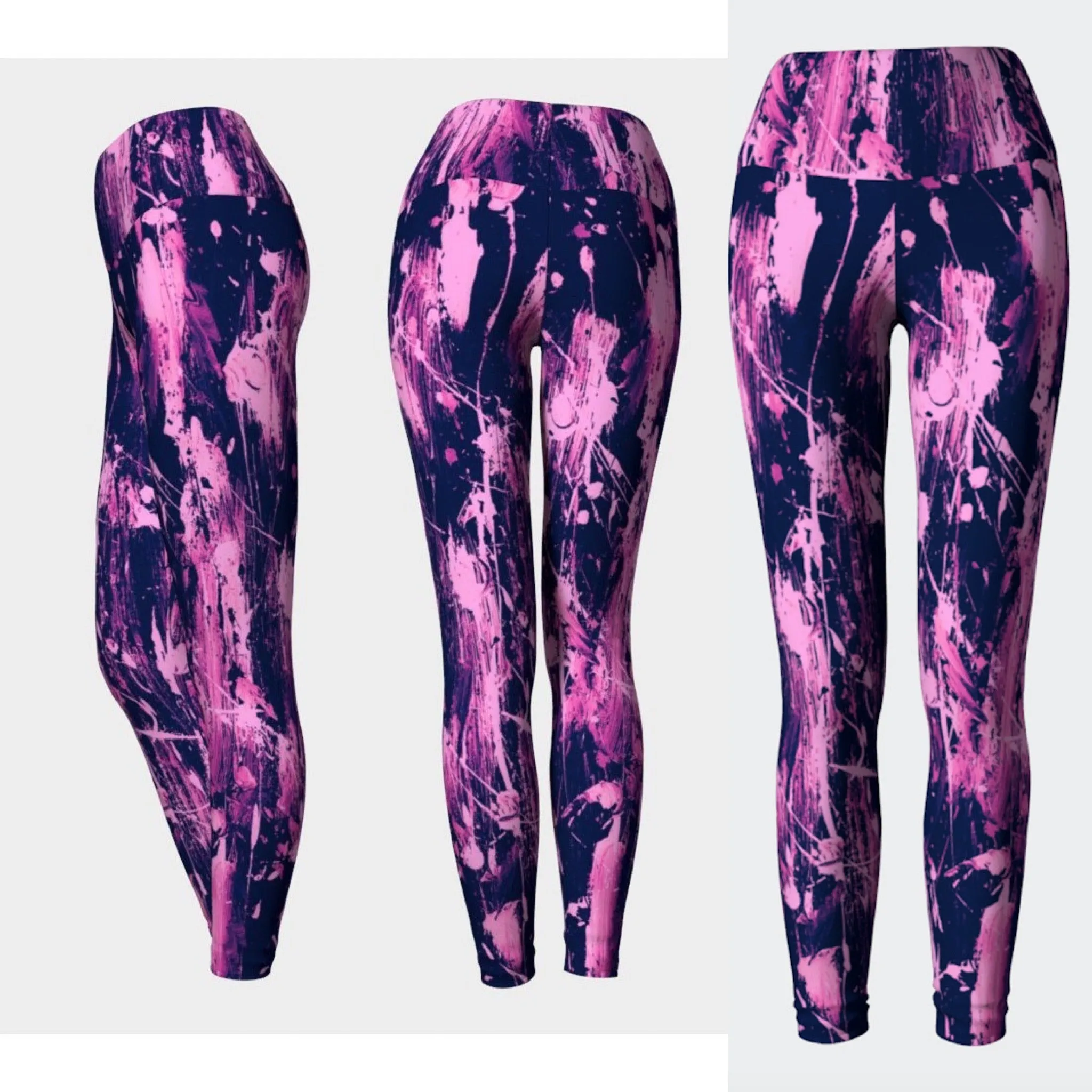 Feather Splash Leggings - Fuchsia Pink