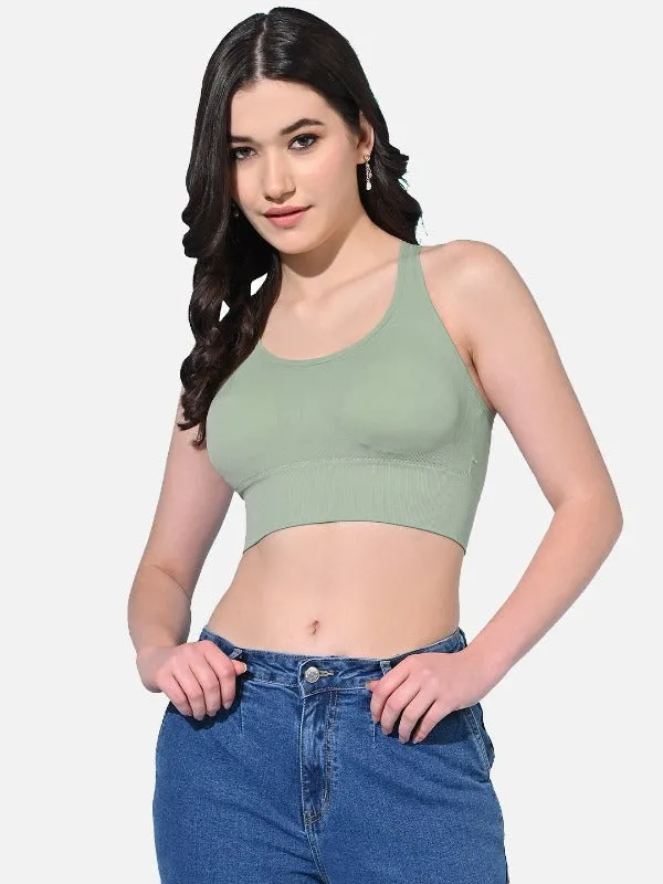 FIMS Fashion Women Polyester & Elastane Removable Padded Sports Bra Pack of 2 Blue Green