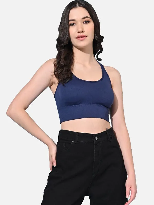 FIMS Fashion Women Polyester & Elastane Removable Padded Sports Bra Pack of 2 Blue Green