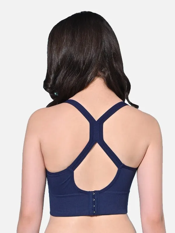 FIMS Fashion Women Polyester & Elastane Removable Padded Sports Bra Pack of 2 Blue Green