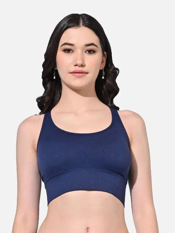 FIMS Fashion Women Polyester & Elastane Removable Padded Sports Bra Pack of 2 Blue Green