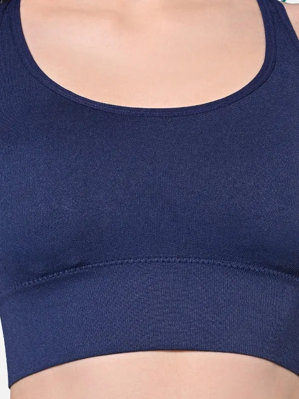 FIMS Fashion Women Polyester & Elastane Removable Padded Sports Bra Pack of 2 Blue Green