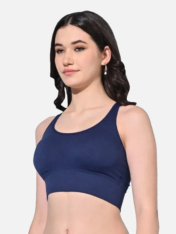 FIMS Fashion Women Polyester & Elastane Removable Padded Sports Bra Pack of 2 Blue Green