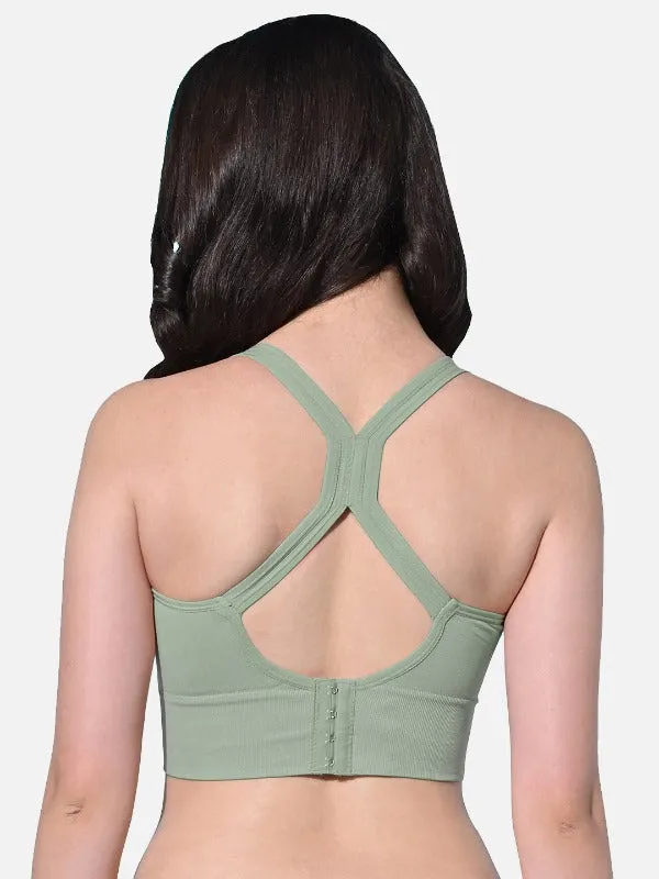 FIMS Fashion Women Polyester & Elastane Removable Padded Sports Bra Pack of 2 Blue Green