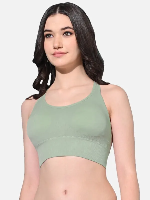 FIMS Fashion Women Polyester & Elastane Removable Padded Sports Bra Pack of 2 Blue Green