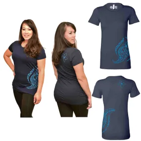 Fitted Short Sleeve T-Shirt - Triple Plumeria Hawaiian Tattoo Design