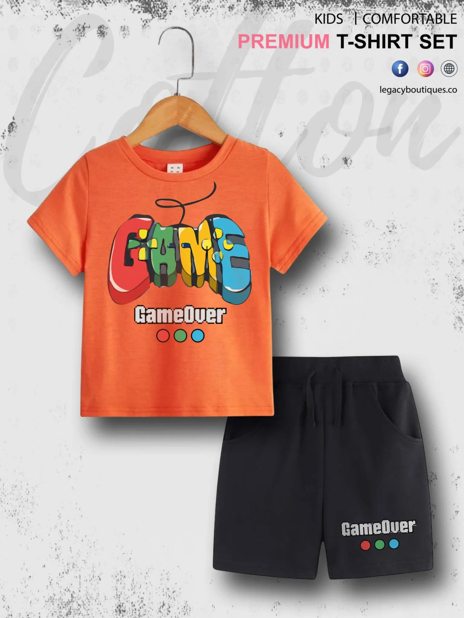 Game Over Print 6 Month To 6 Year Summer Time Baby & Kids Super Comfy T-shirt Set