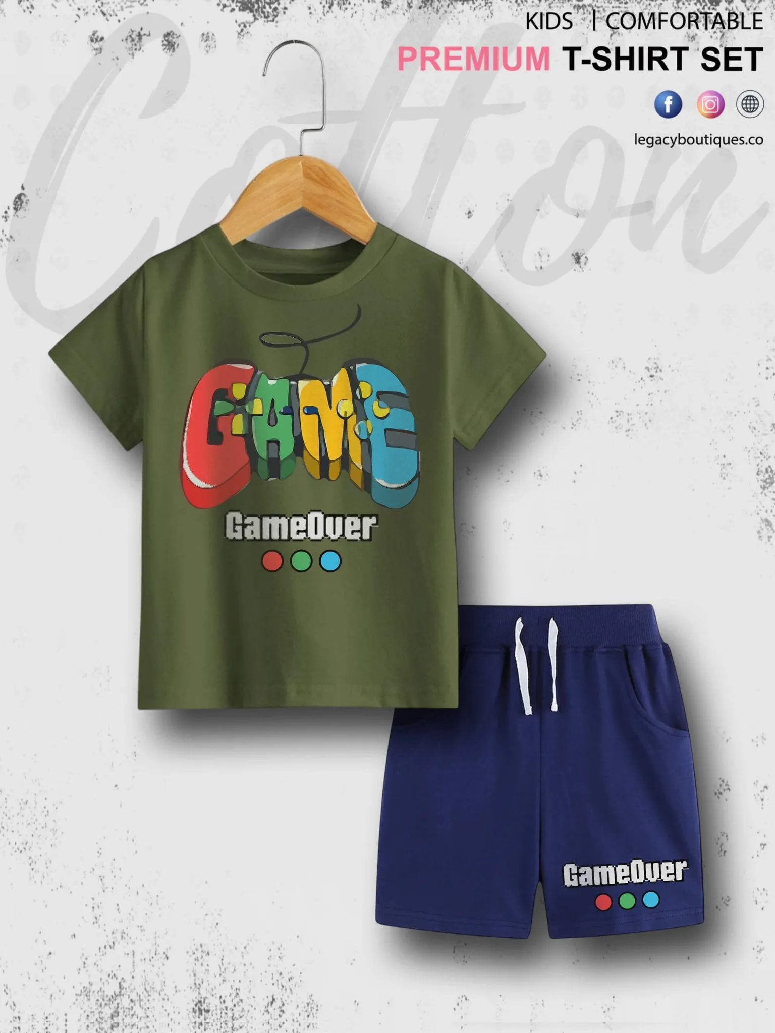 Game Over Print 6 Month To 6 Year Summer Time Baby & Kids Super Comfy T-shirt Set