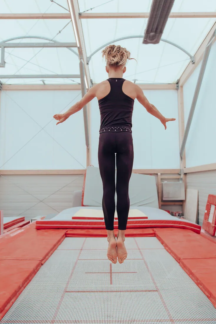 Girls' Sequin Gymnastics Leggings - Black