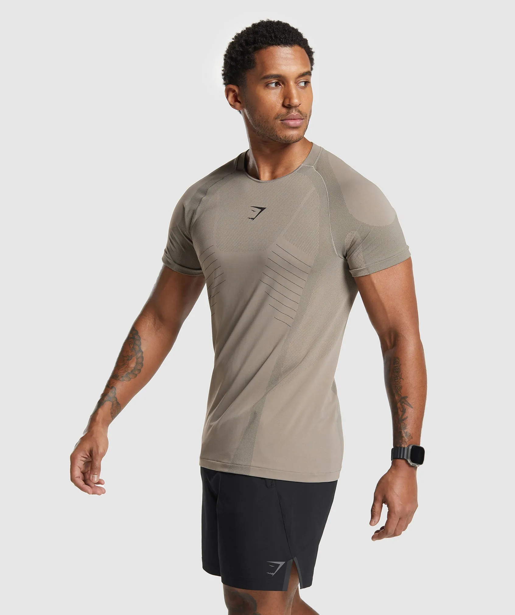 Gymshark Apex Seamless T-Shirt - Linen Brown/Black