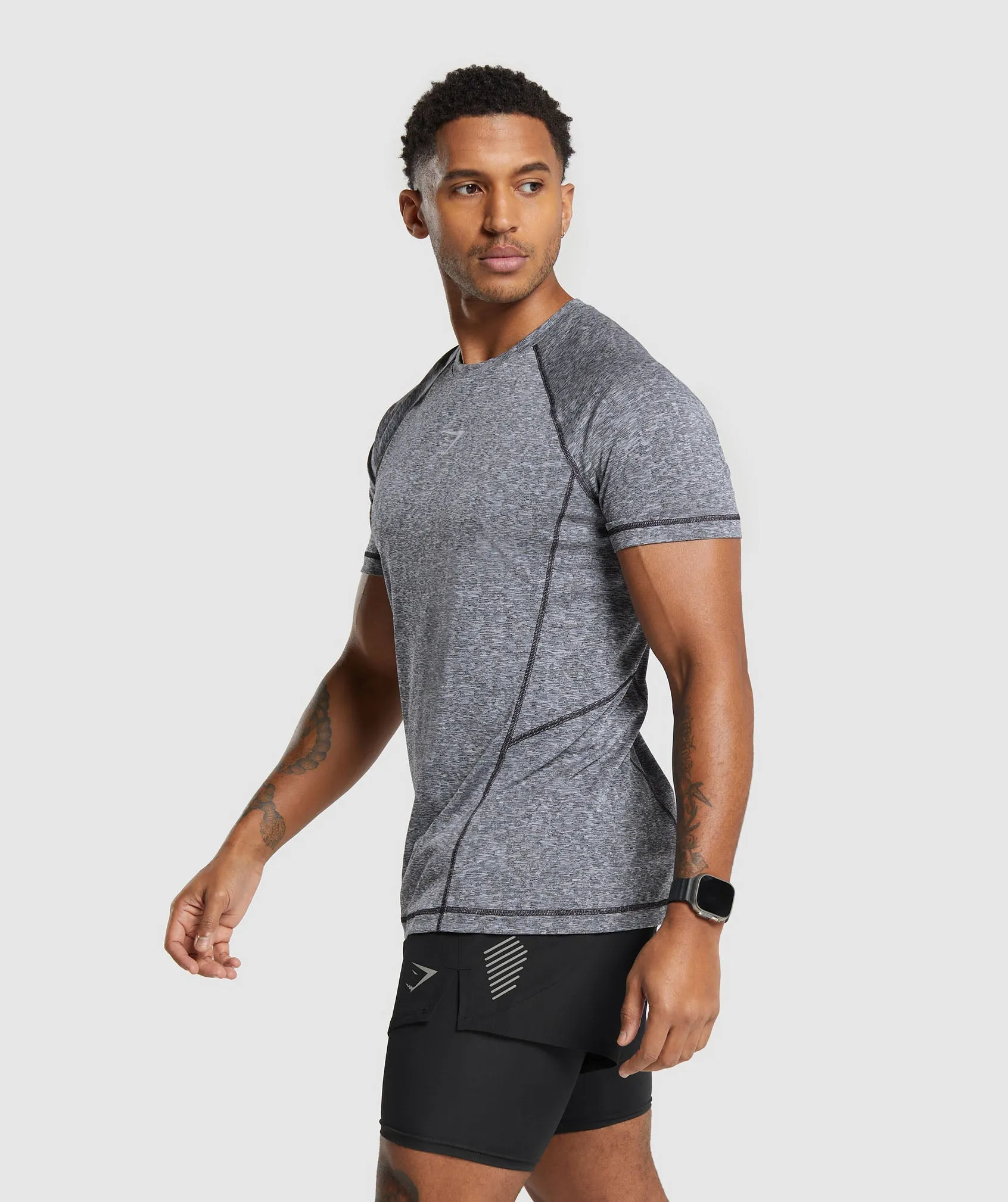 Gymshark Apex T-Shirt - Black/Light Grey