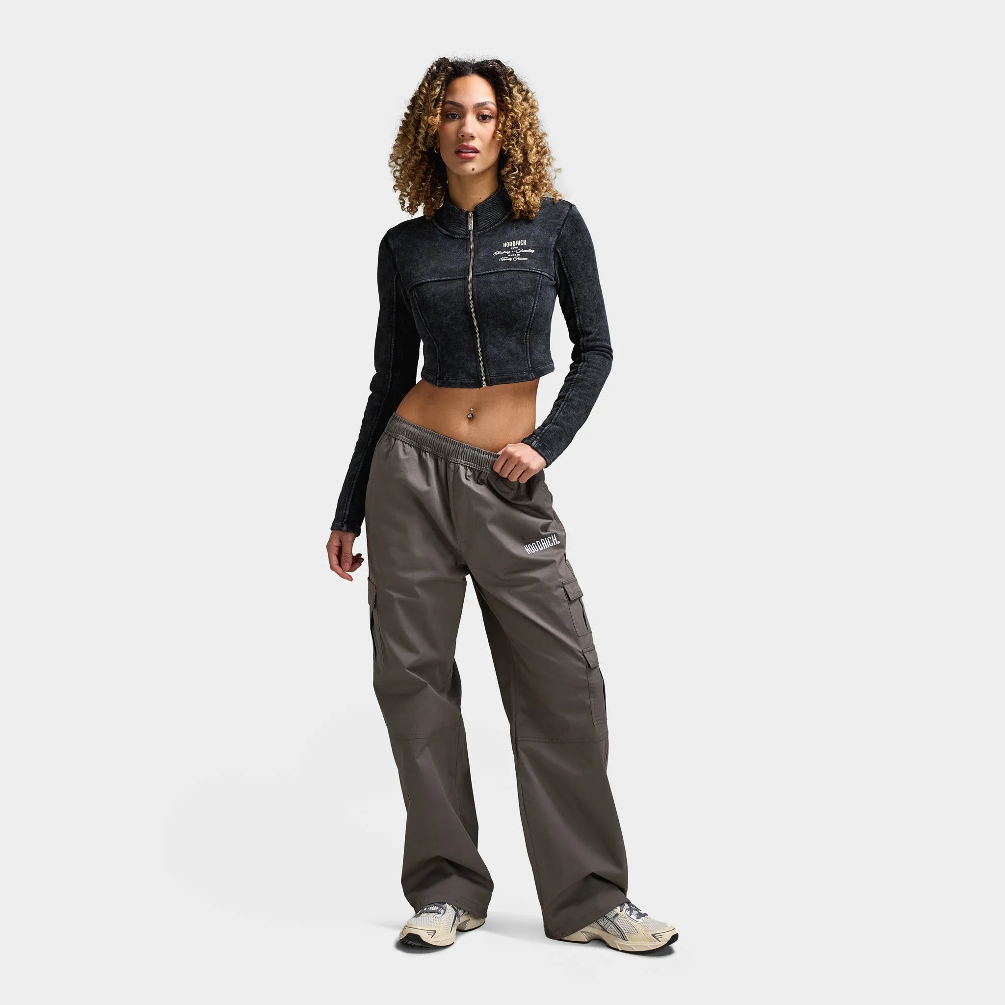 Hoodrich Women's OG Equate Corset Track Jacket Acid Wash / White Sand - Black
