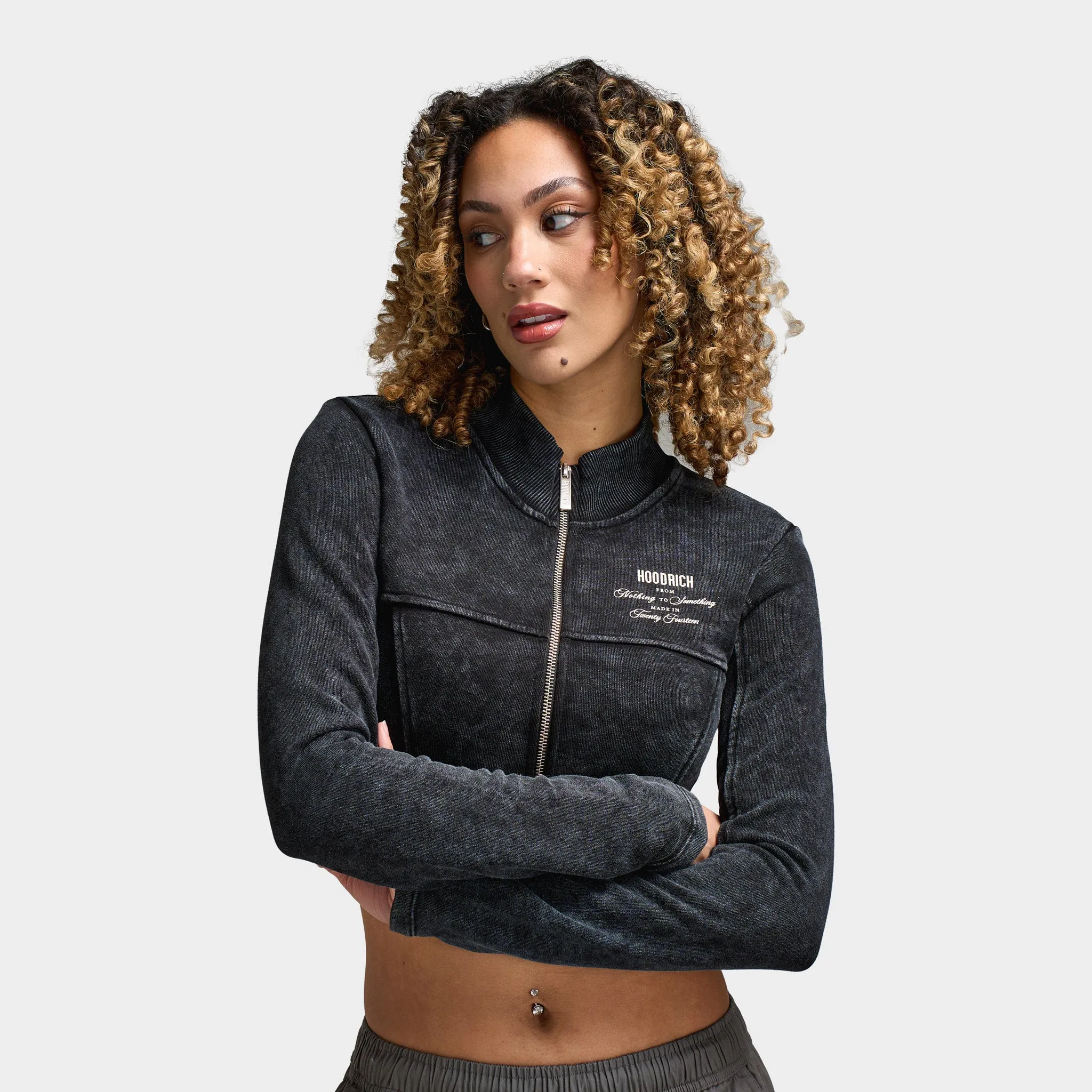 Hoodrich Women's OG Equate Corset Track Jacket Acid Wash / White Sand - Black