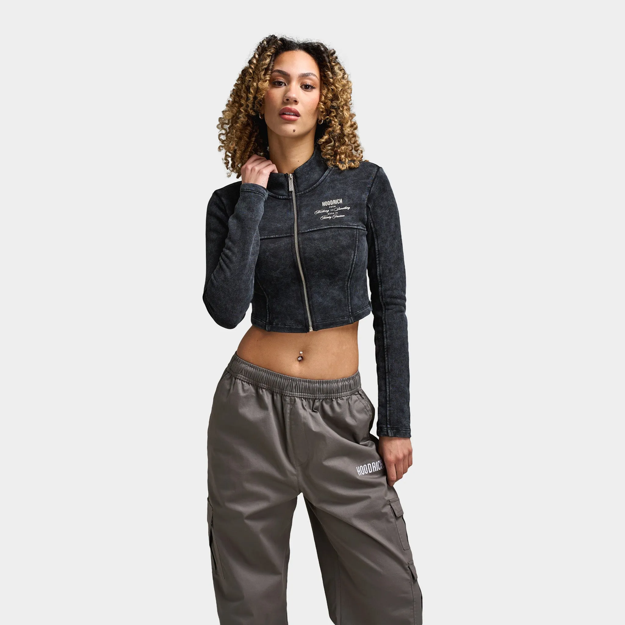 Hoodrich Women's OG Equate Corset Track Jacket Acid Wash / White Sand - Black