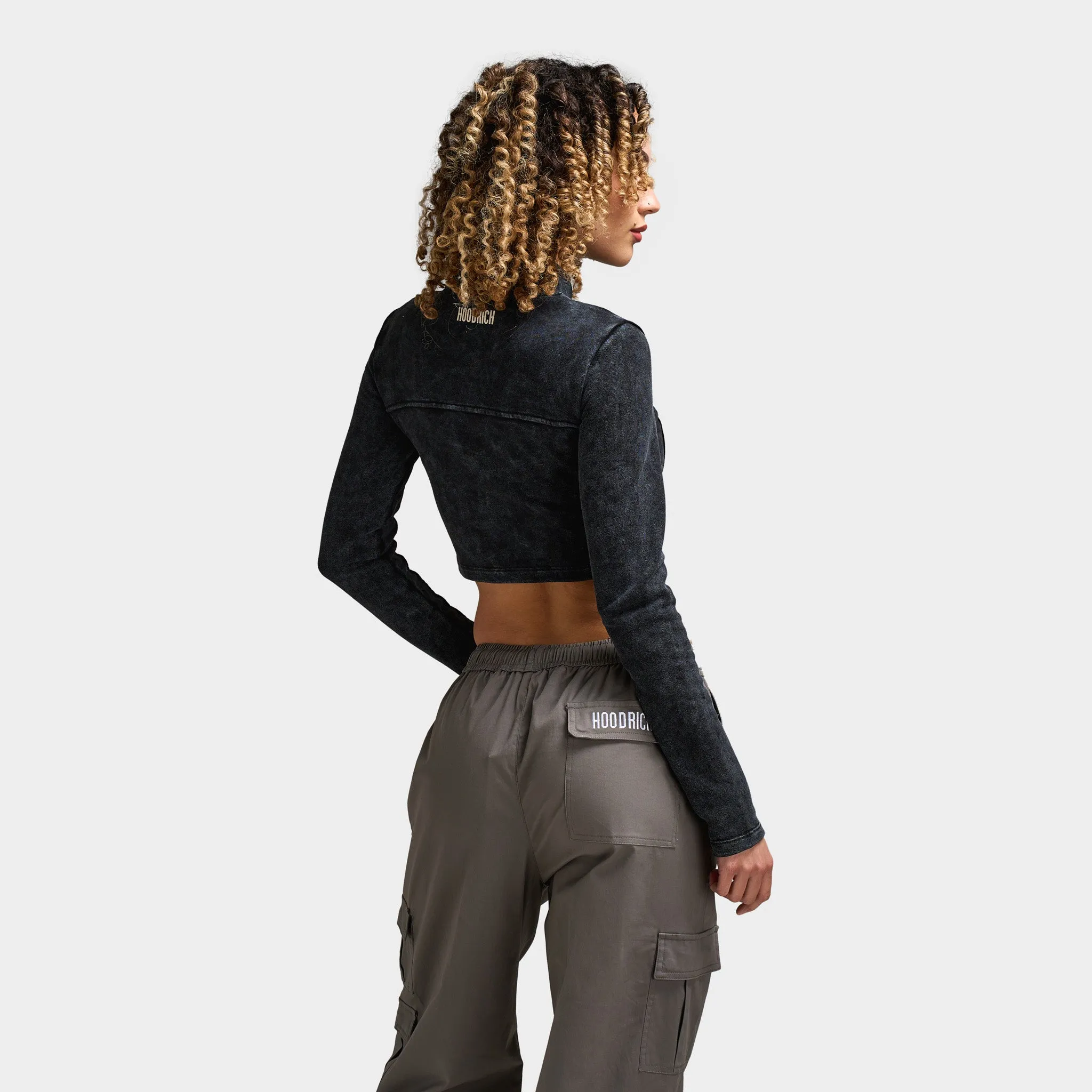 Hoodrich Women's OG Equate Corset Track Jacket Acid Wash / White Sand - Black