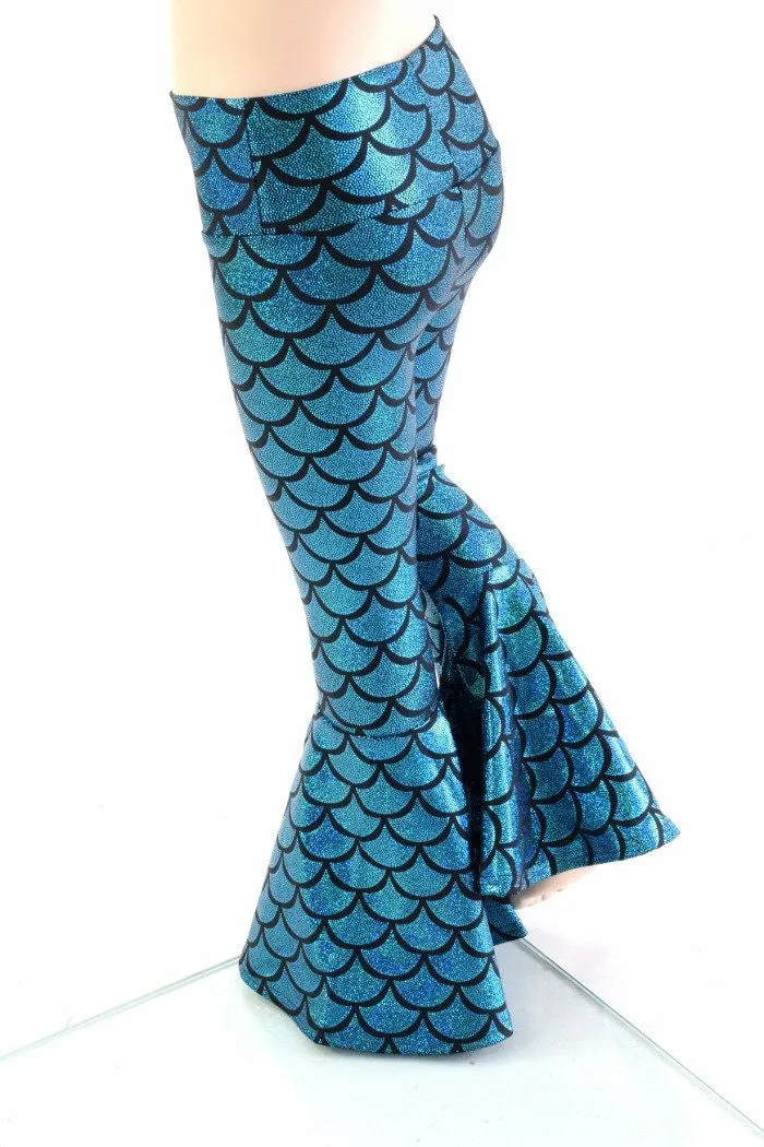 Kids Turquoise Dragon Scale Mermaid Flares