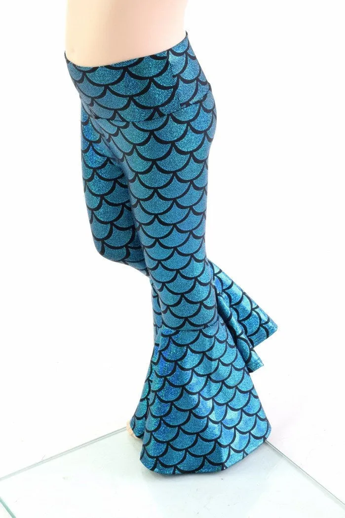 Kids Turquoise Dragon Scale Mermaid Flares
