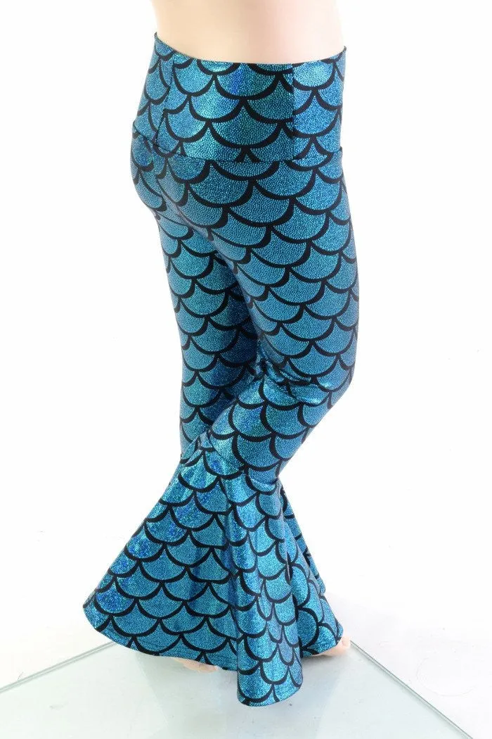 Kids Turquoise Dragon Scale Mermaid Flares