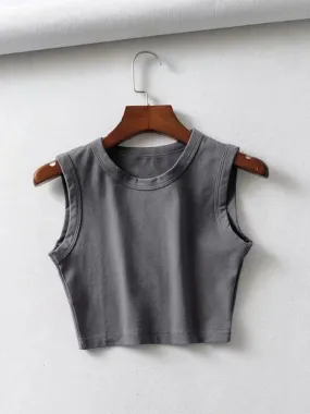 Lady Glams 2024 Summer Vintage White Crop Tops Women Biker Black Punk Sexy Tank Top Streetwear Cropped Sleeveless Top