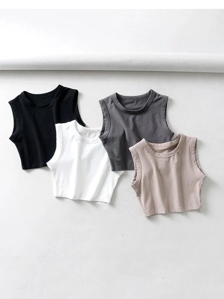 Lady Glams 2024 Summer Vintage White Crop Tops Women Biker Black Punk Sexy Tank Top Streetwear Cropped Sleeveless Top