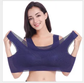 Large size sports underwear fat MM200 kg gathered thin bra without trace no rim sleep bra female
