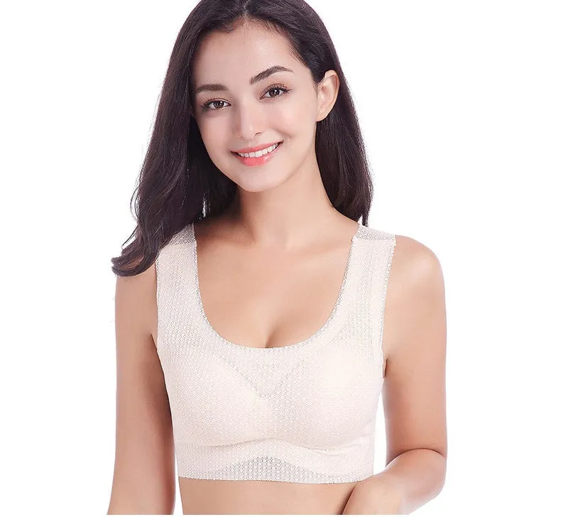 Large size sports underwear fat MM200 kg gathered thin bra without trace no rim sleep bra female