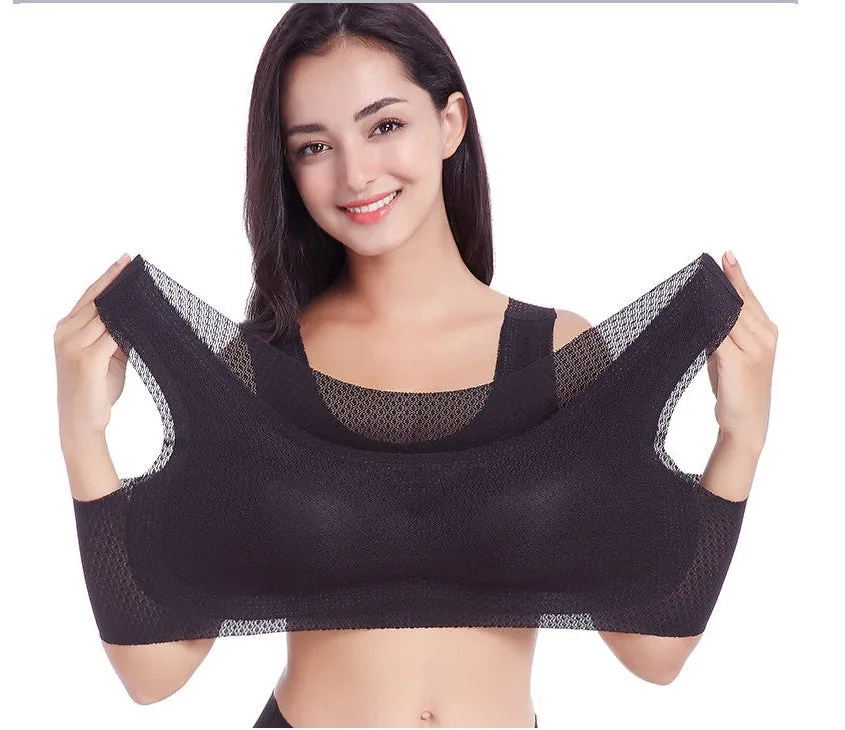 Large size sports underwear fat MM200 kg gathered thin bra without trace no rim sleep bra female