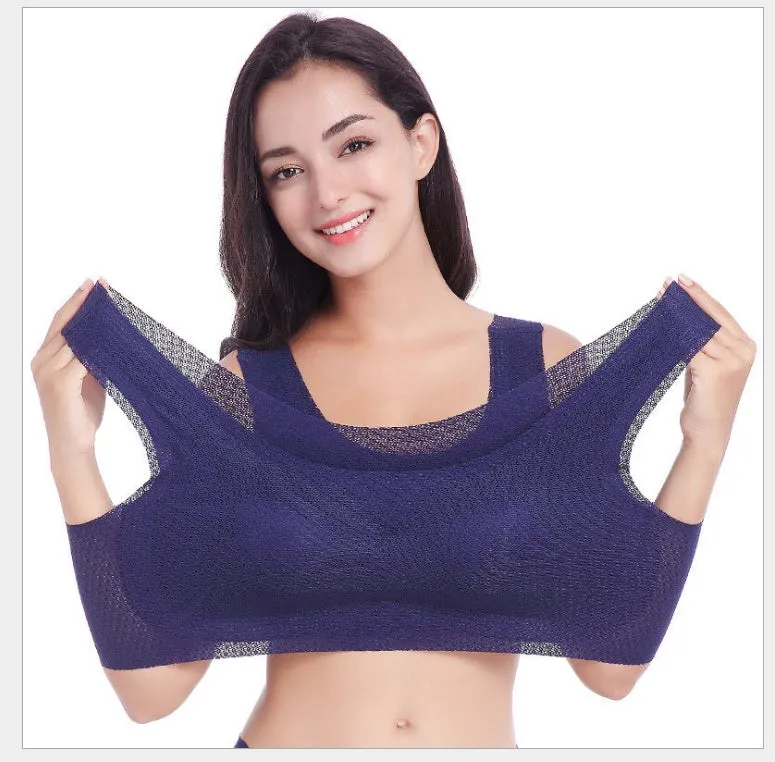 Large size sports underwear fat MM200 kg gathered thin bra without trace no rim sleep bra female