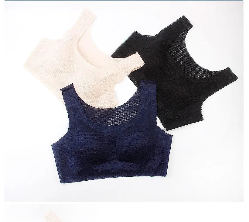 Large size sports underwear fat MM200 kg gathered thin bra without trace no rim sleep bra female