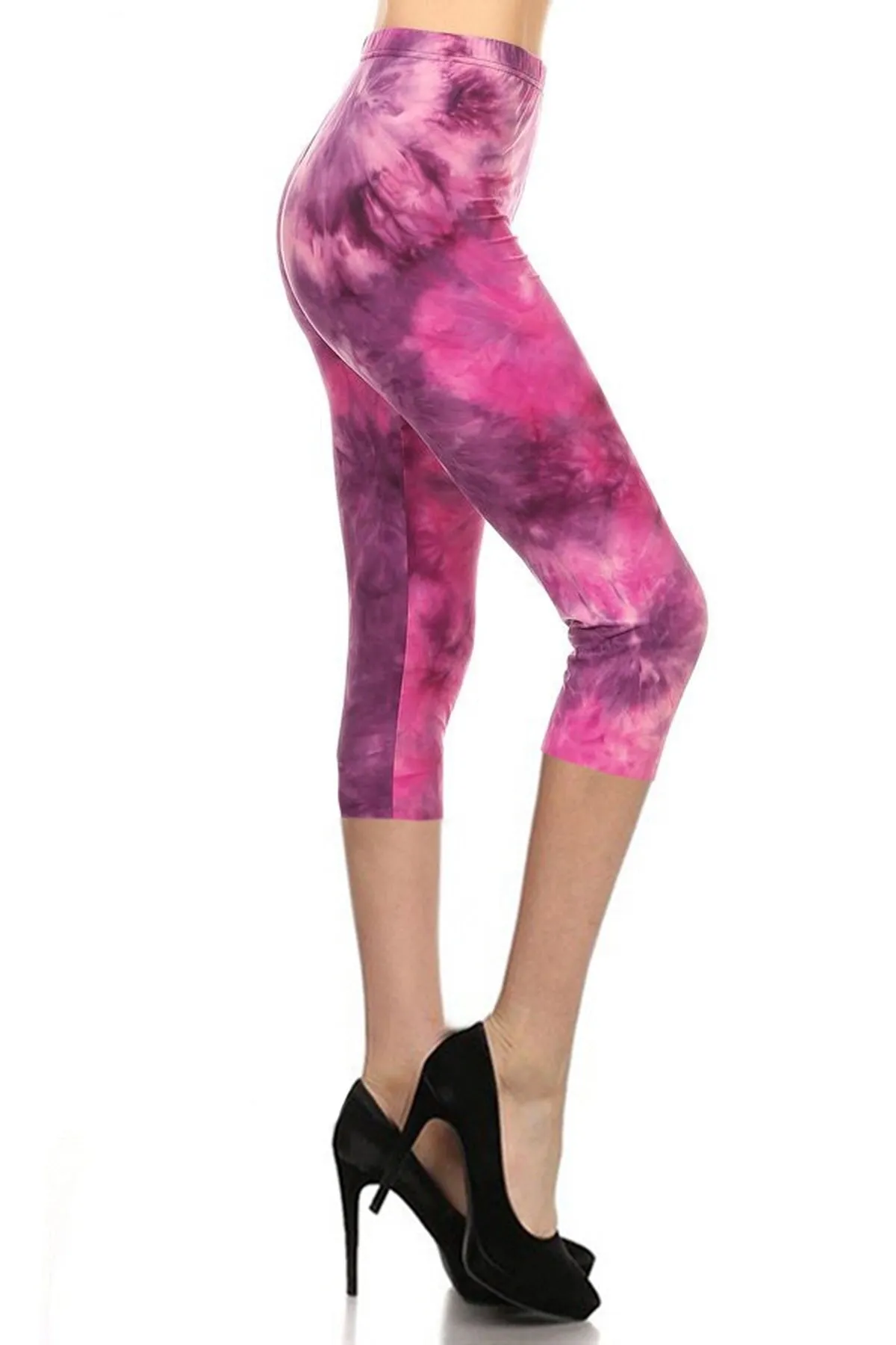 Leggings Depot R982TDCP Fuchsia Haze Crop Leggings (Plus Size)