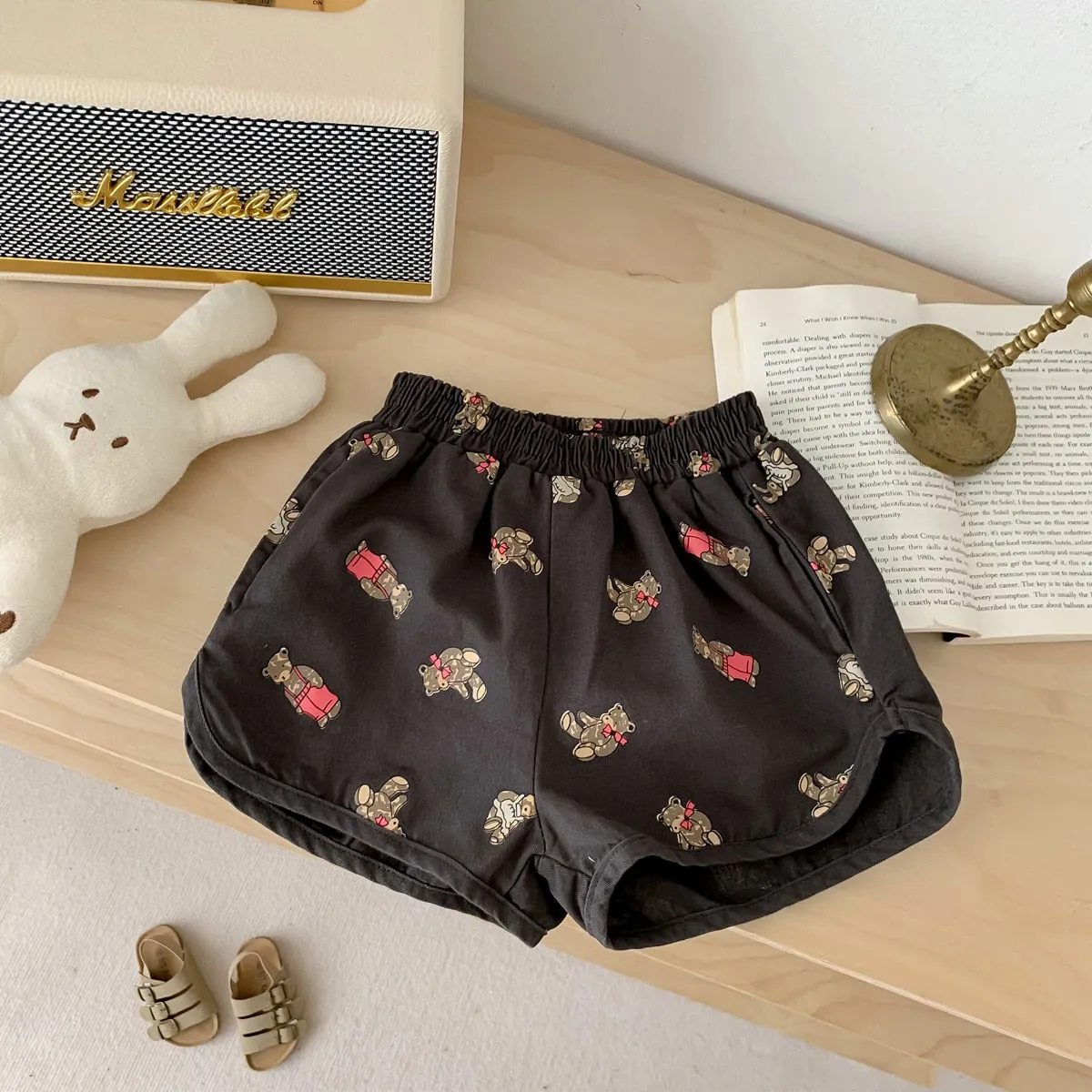 Lightweight Bear Print Shorts