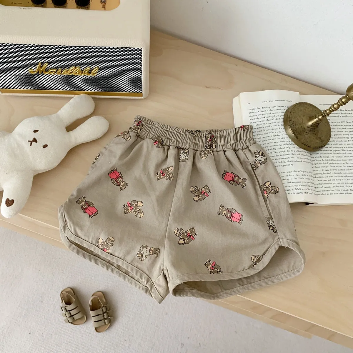 Lightweight Bear Print Shorts