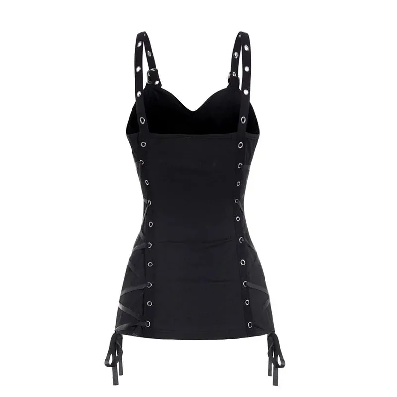 LVSANW Summer Tank Tops for Women Plain Color Tank Top Ruched Grommet Lace Up Casual Sleeveless Tops топ женский