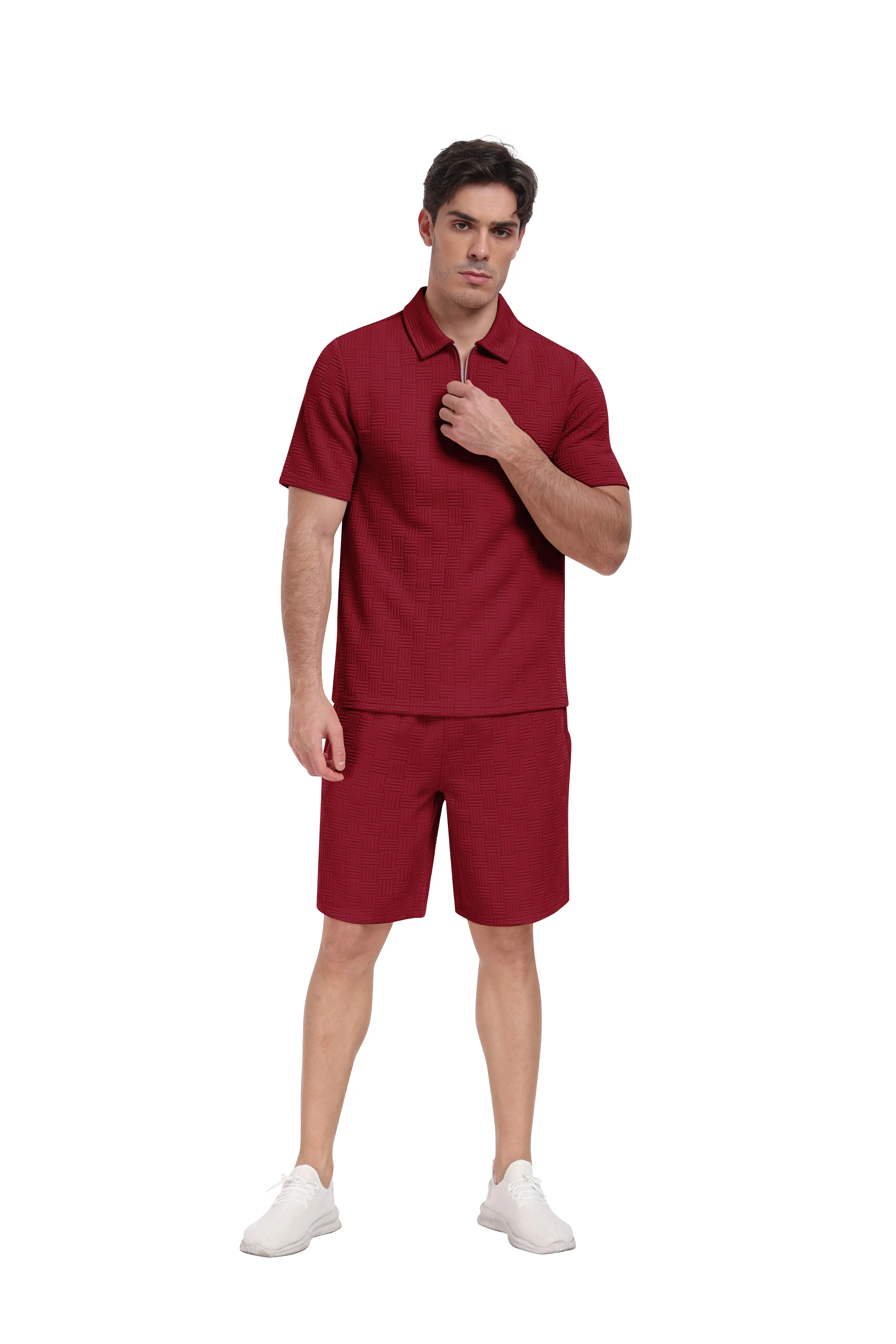 Men's summer breathable comfortable sports running short sleeve shorts set