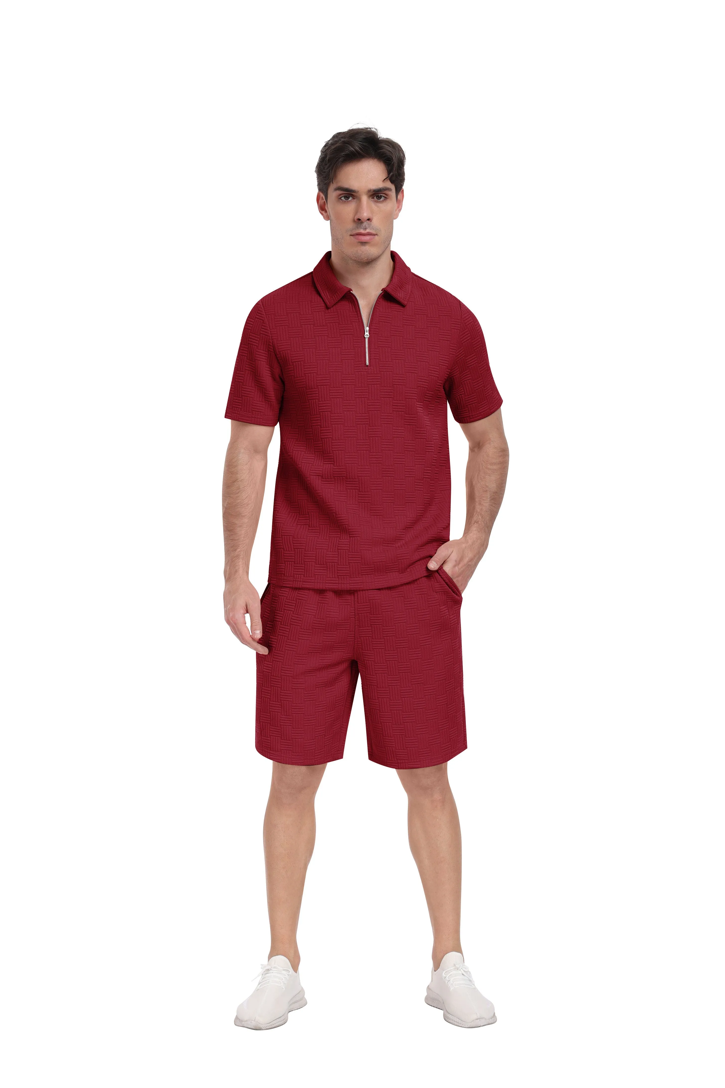 Men's summer breathable comfortable sports running short sleeve shorts set
