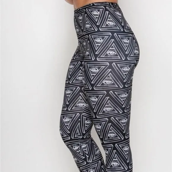 Miz Third Eye: Triangle 3D illusion Graphic Leggings XL