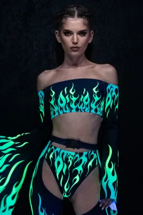 Neon Fire Dance High Cut Booty Shorts